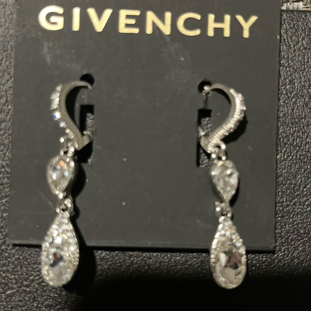 Givenchy silver tone crystal earrings